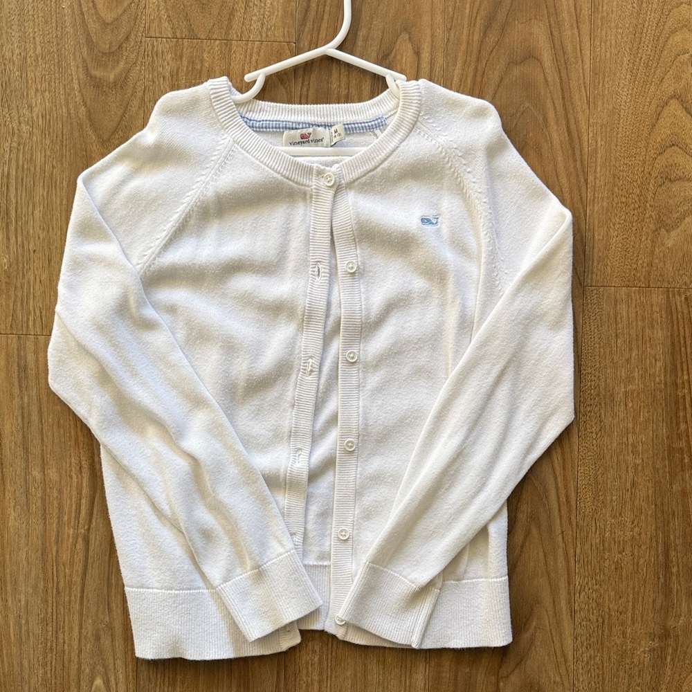 Vineyard Vines Girls Medium White Button-Up Sweater (worn once)